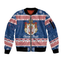 Serbia Christmas Sleeve Zip Bomber Jacket Coat Of Arms Srecan Bozic - Wonder Print Shop