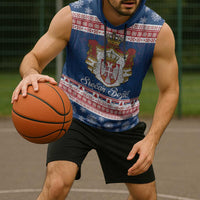 Serbia Christmas Sleeveless Hoodie Coat Of Arms Srecan Bozic - Wonder Print Shop