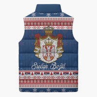 Serbia Christmas Sleeveless Puffer Jacket Coat Of Arms Srecan Bozic - Wonder Print Shop