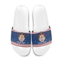Serbia Christmas Slide Sandals Coat Of Arms Srecan Bozic - Wonder Print Shop