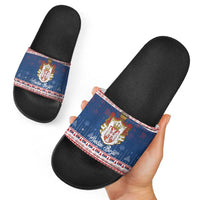 Serbia Christmas Slide Sandals Coat Of Arms Srecan Bozic - Wonder Print Shop