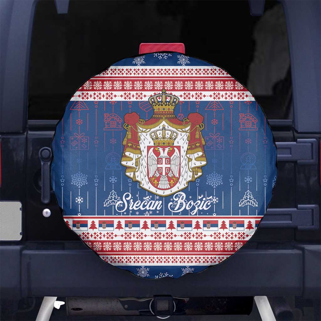 Serbia Christmas Spare Tire Cover Coat Of Arms Srecan Bozic - Wonder Print Shop