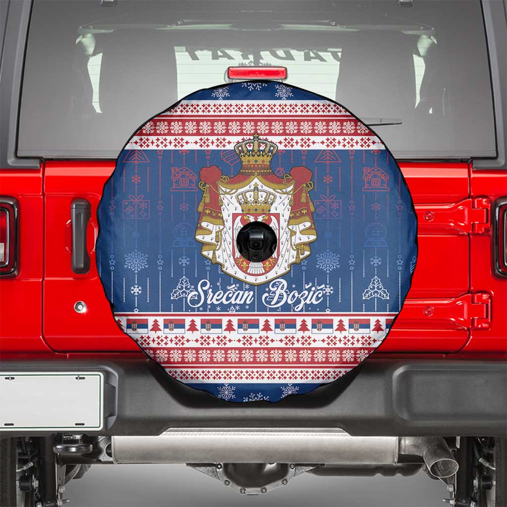 Serbia Christmas Spare Tire Cover Coat Of Arms Srecan Bozic - Wonder Print Shop