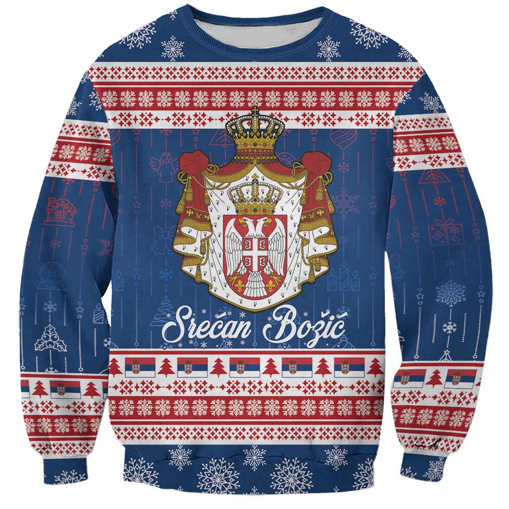 Serbia Christmas Sweatshirt Coat Of Arms Srecan Bozic - Wonder Print Shop