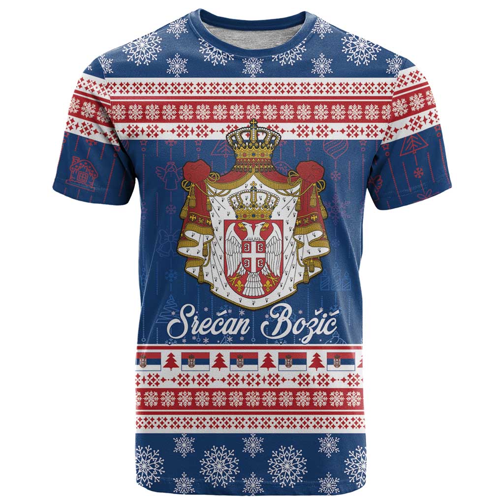 Serbia Christmas T Shirt Coat Of Arms Srecan Bozic - Wonder Print Shop