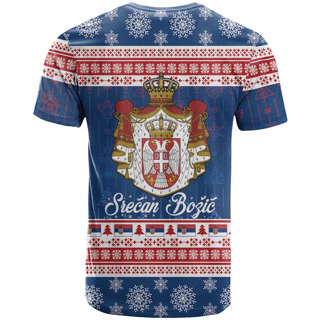 Serbia Christmas T Shirt Coat Of Arms Srecan Bozic - Wonder Print Shop
