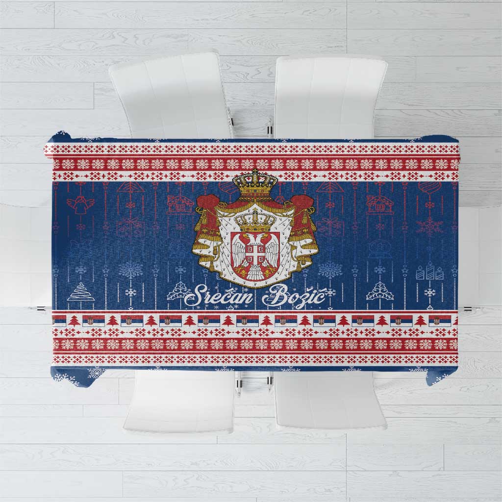 Serbia Christmas Tablecloth Coat Of Arms Srecan Bozic - Wonder Print Shop