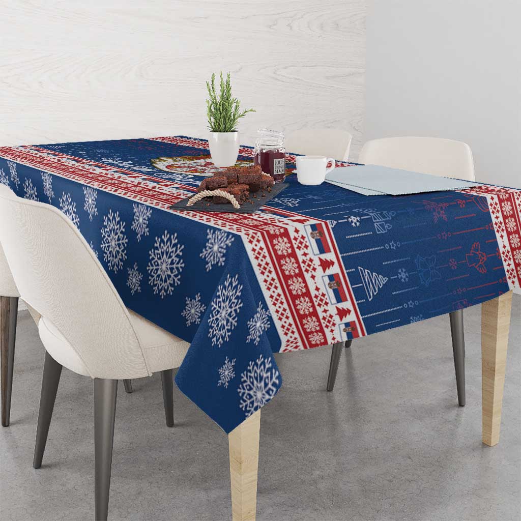 Serbia Christmas Tablecloth Coat Of Arms Srecan Bozic - Wonder Print Shop