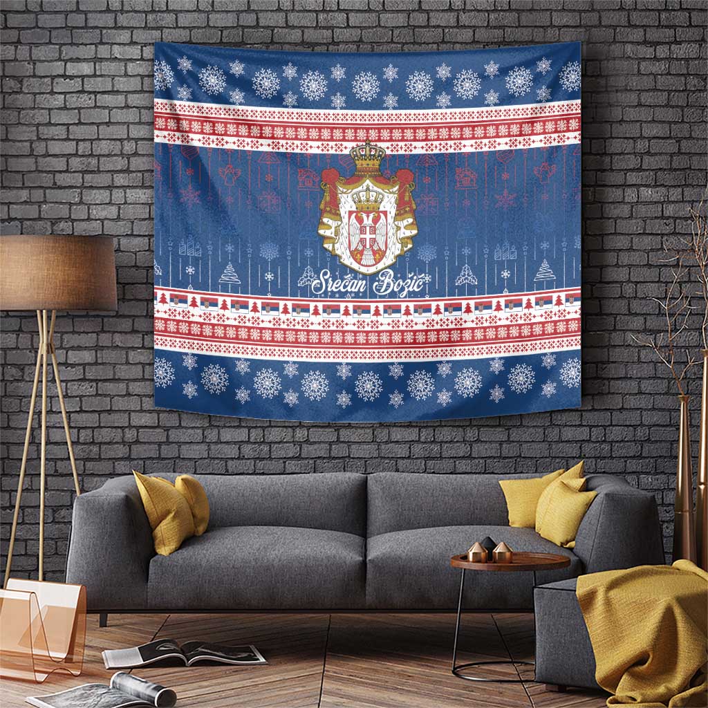 Serbia Christmas Tapestry Coat Of Arms Srecan Bozic - Wonder Print Shop