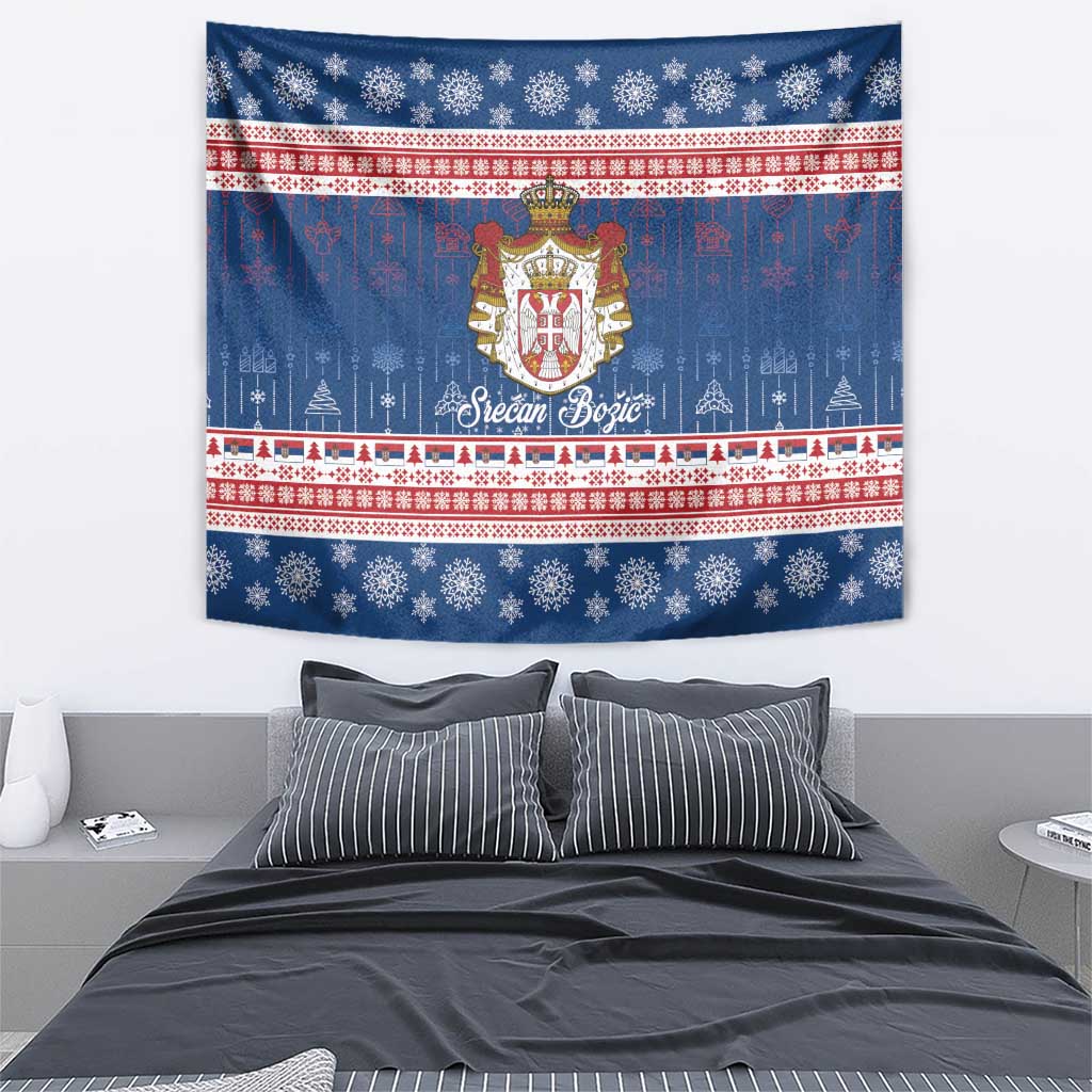 Serbia Christmas Tapestry Coat Of Arms Srecan Bozic - Wonder Print Shop