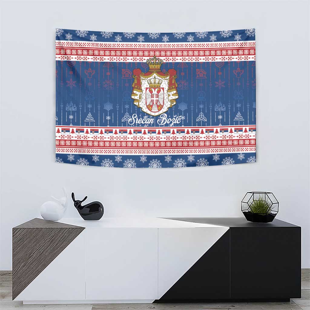 Serbia Christmas Tapestry Coat Of Arms Srecan Bozic - Wonder Print Shop