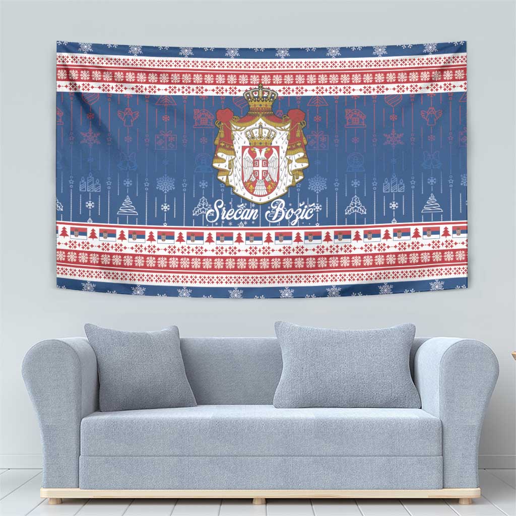 Serbia Christmas Tapestry Coat Of Arms Srecan Bozic - Wonder Print Shop