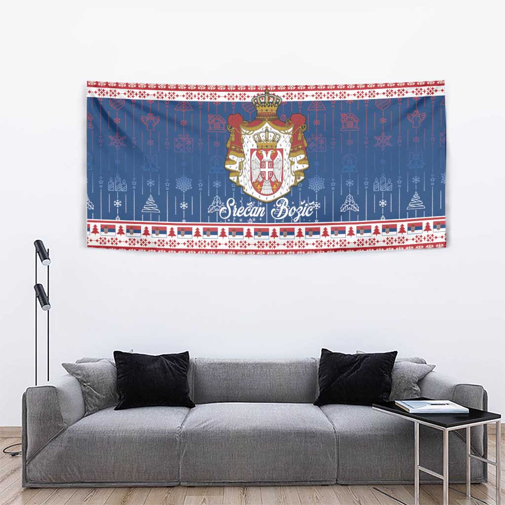 Serbia Christmas Tapestry Coat Of Arms Srecan Bozic - Wonder Print Shop