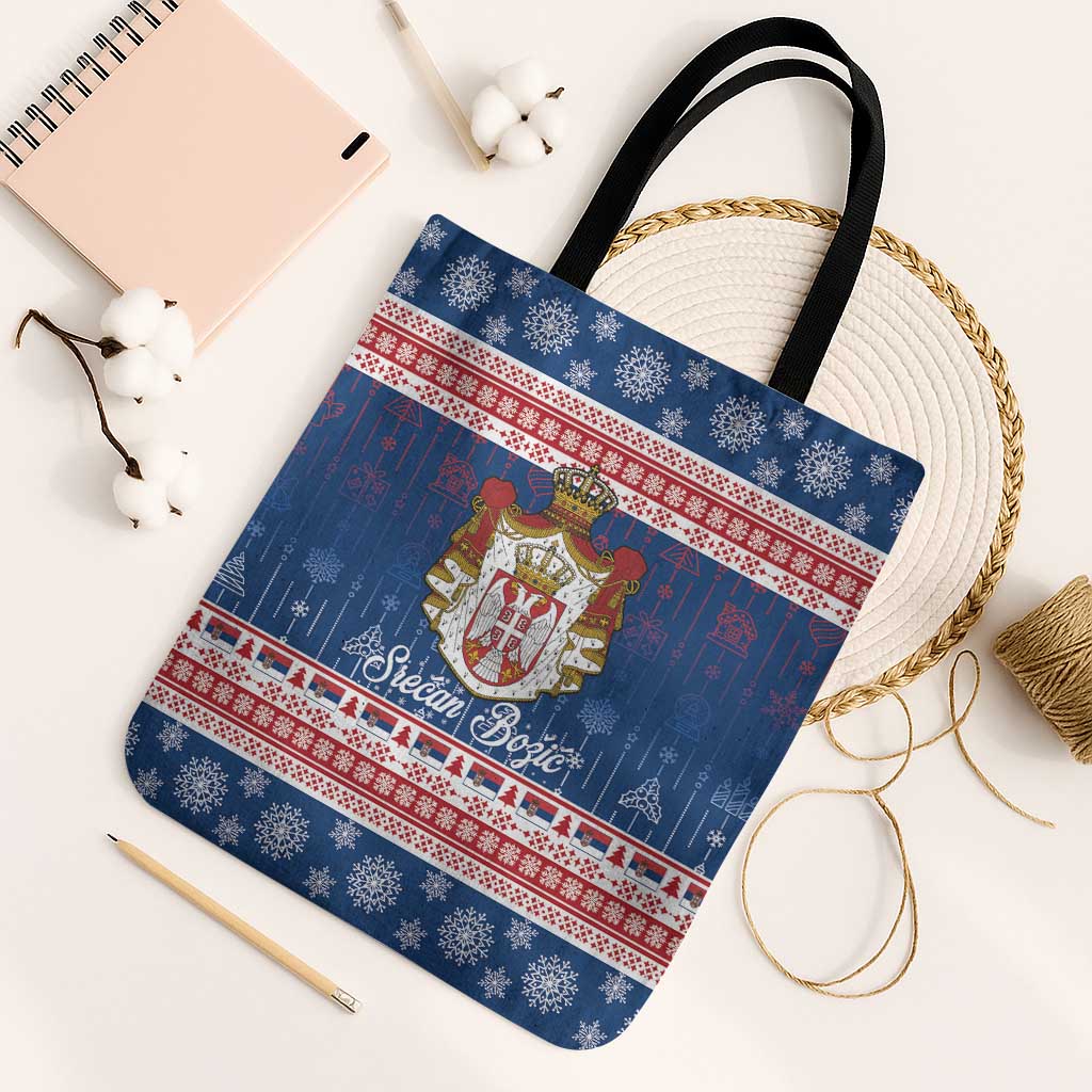 Serbia Christmas Tote Bag Coat Of Arms Srecan Bozic - Wonder Print Shop