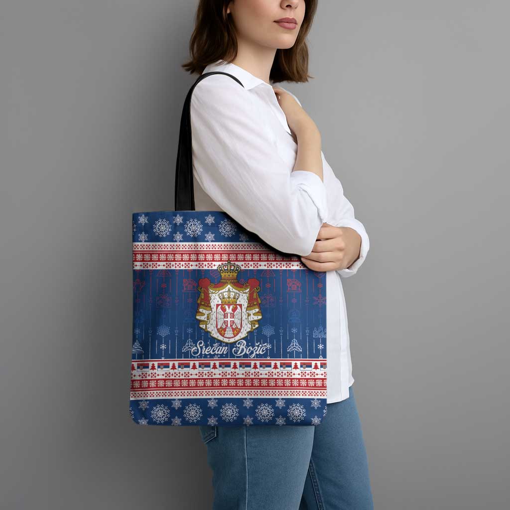 Serbia Christmas Tote Bag Coat Of Arms Srecan Bozic - Wonder Print Shop