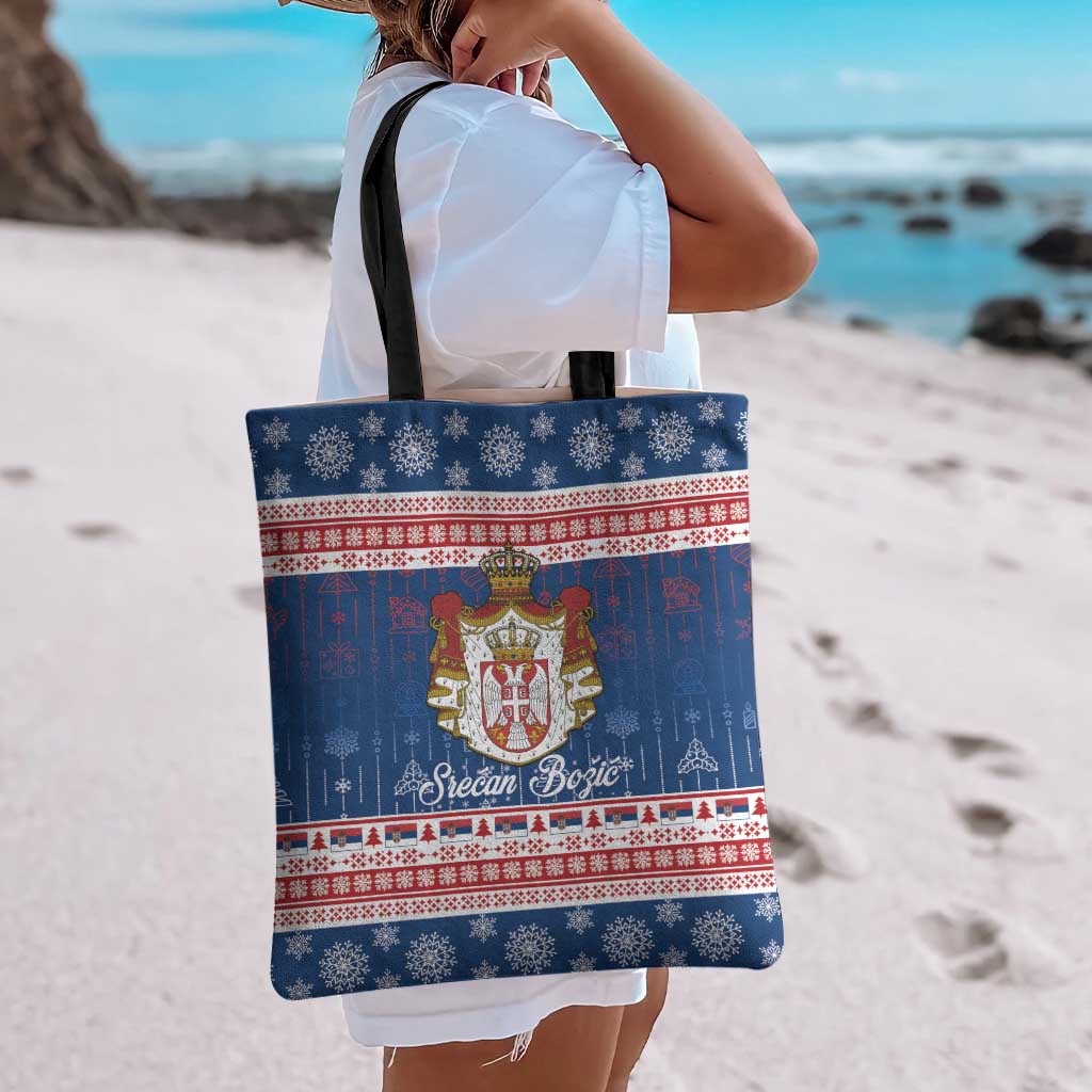 Serbia Christmas Tote Bag Coat Of Arms Srecan Bozic - Wonder Print Shop