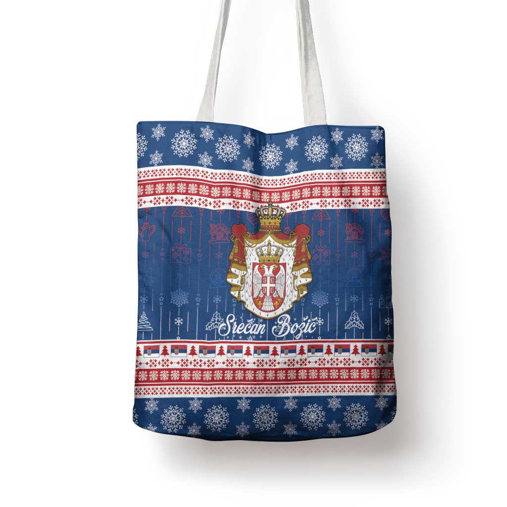 Serbia Christmas Tote Bag Coat Of Arms Srecan Bozic - Wonder Print Shop