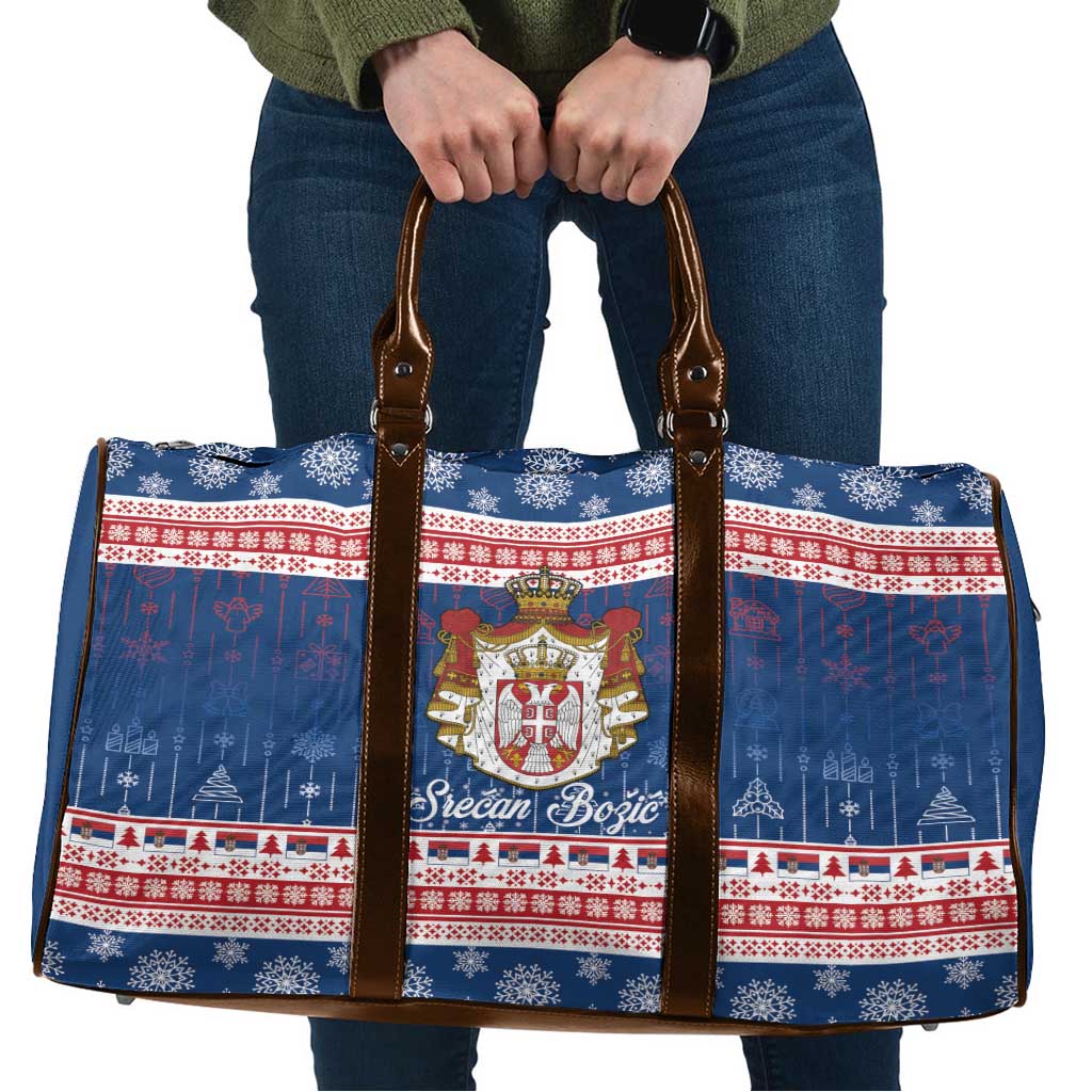 Serbia Christmas Travel Bag Coat Of Arms Srecan Bozic - Wonder Print Shop
