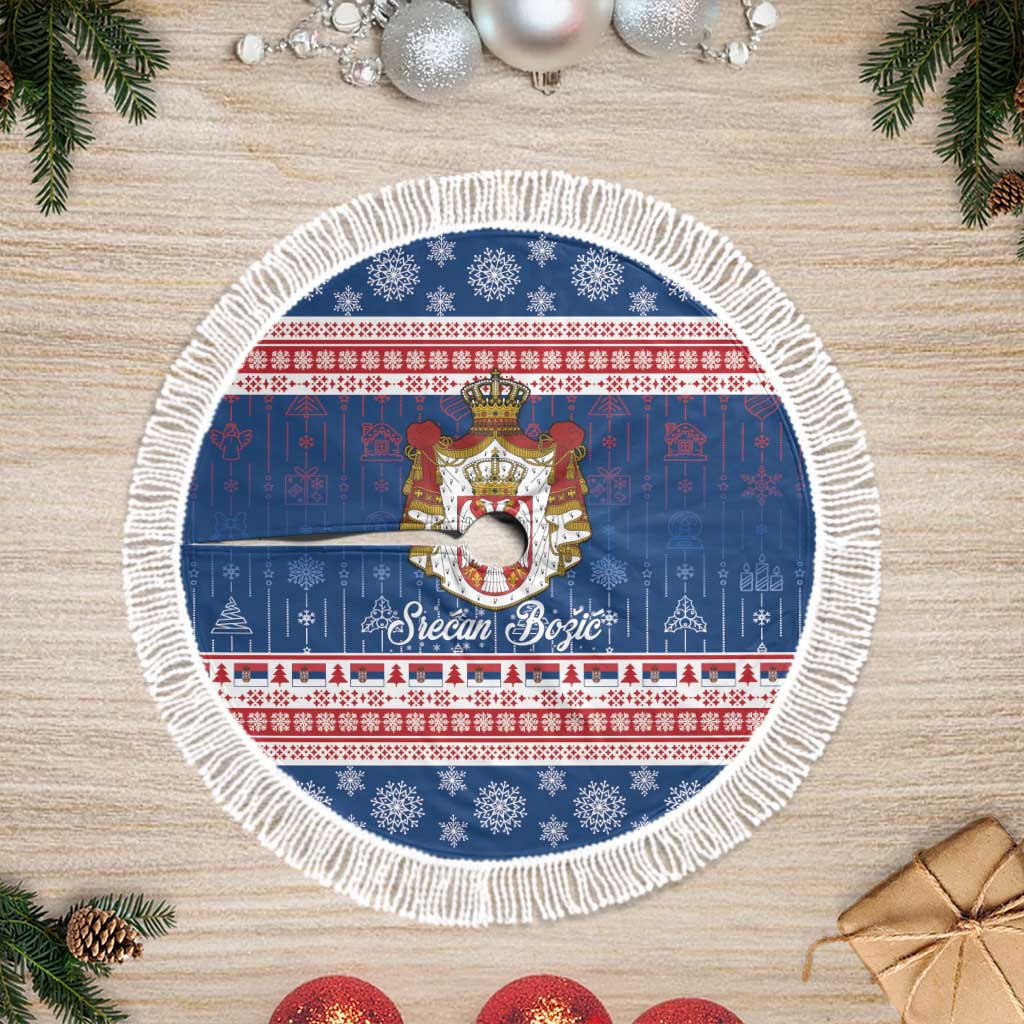 Serbia Christmas Tree Skirt Coat Of Arms Srecan Bozic - Wonder Print Shop