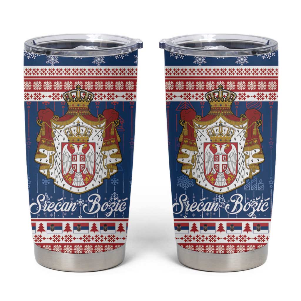 Serbia Christmas Tumbler Cup Coat Of Arms Srecan Bozic - Wonder Print Shop
