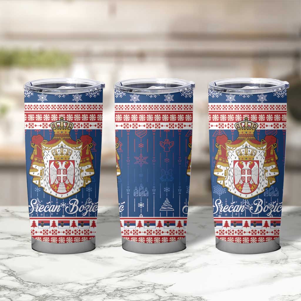 Serbia Christmas Tumbler Cup Coat Of Arms Srecan Bozic - Wonder Print Shop