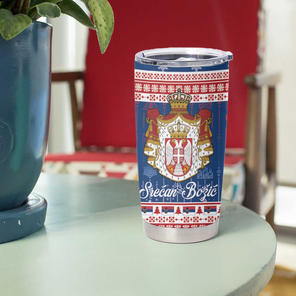 Serbia Christmas Tumbler Cup Coat Of Arms Srecan Bozic - Wonder Print Shop