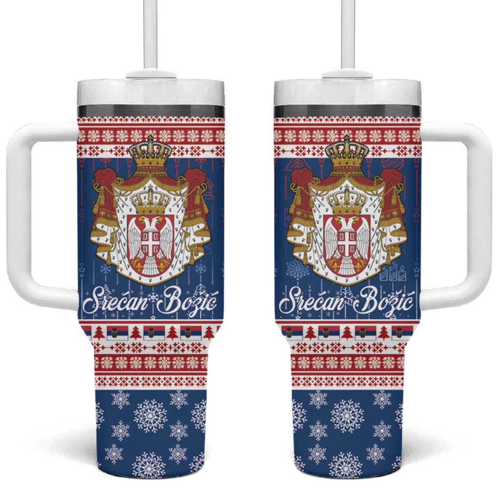 Serbia Christmas Tumbler With Handle Coat Of Arms Srecan Bozic - Wonder Print Shop