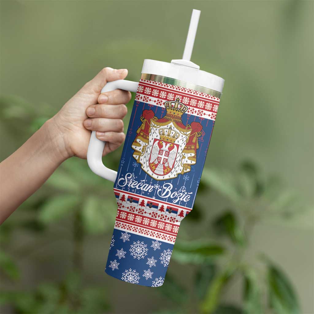 Serbia Christmas Tumbler With Handle Coat Of Arms Srecan Bozic - Wonder Print Shop