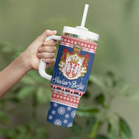 Serbia Christmas Tumbler With Handle Coat Of Arms Srecan Bozic - Wonder Print Shop