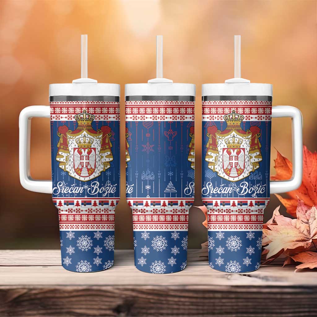Serbia Christmas Tumbler With Handle Coat Of Arms Srecan Bozic - Wonder Print Shop