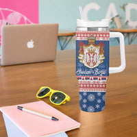 Serbia Christmas Tumbler With Handle Coat Of Arms Srecan Bozic - Wonder Print Shop