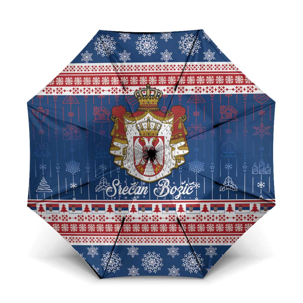 Serbia Christmas Umbrella Coat Of Arms Srecan Bozic - Wonder Print Shop