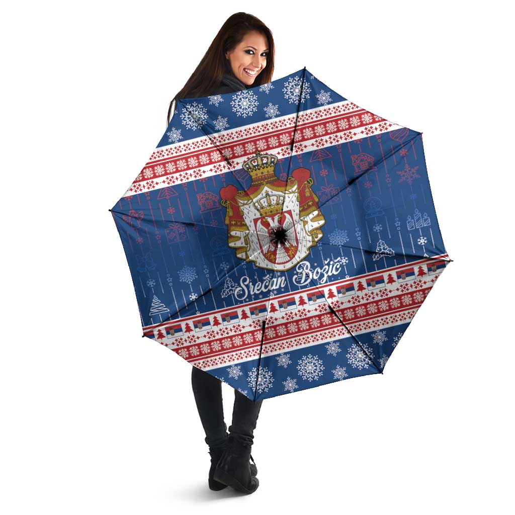 Serbia Christmas Umbrella Coat Of Arms Srecan Bozic - Wonder Print Shop