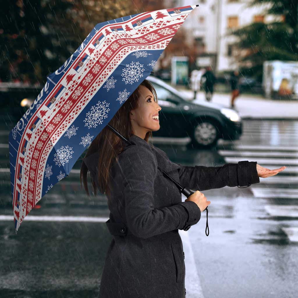 Serbia Christmas Umbrella Coat Of Arms Srecan Bozic - Wonder Print Shop