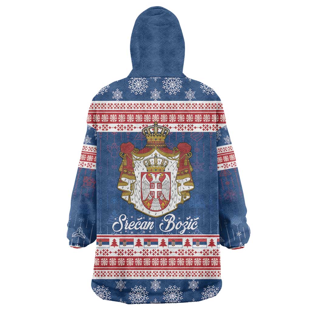 Serbia Christmas Wearable Blanket Hoodie Coat Of Arms Srecan Bozic - Wonder Print Shop