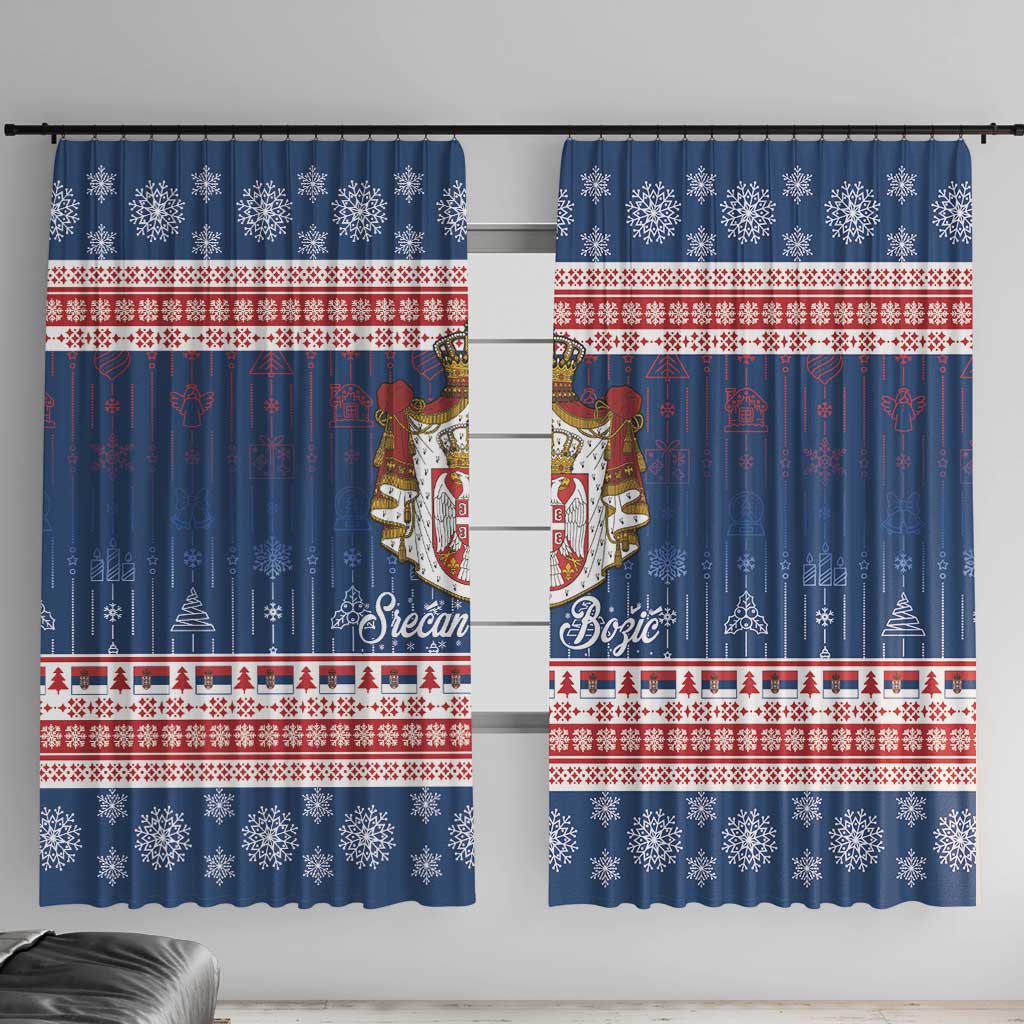 Serbia Christmas Window Curtain Coat Of Arms Srecan Bozic - Wonder Print Shop