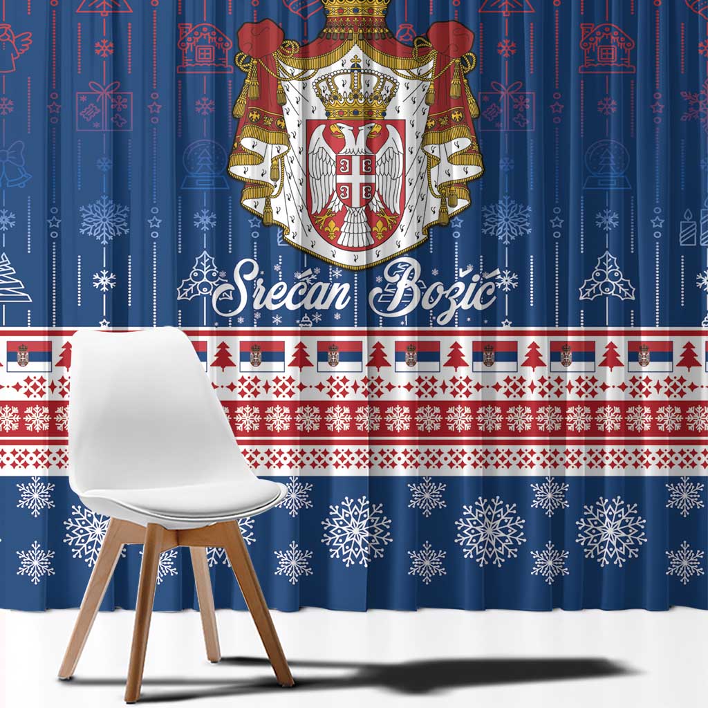 Serbia Christmas Window Curtain Coat Of Arms Srecan Bozic - Wonder Print Shop