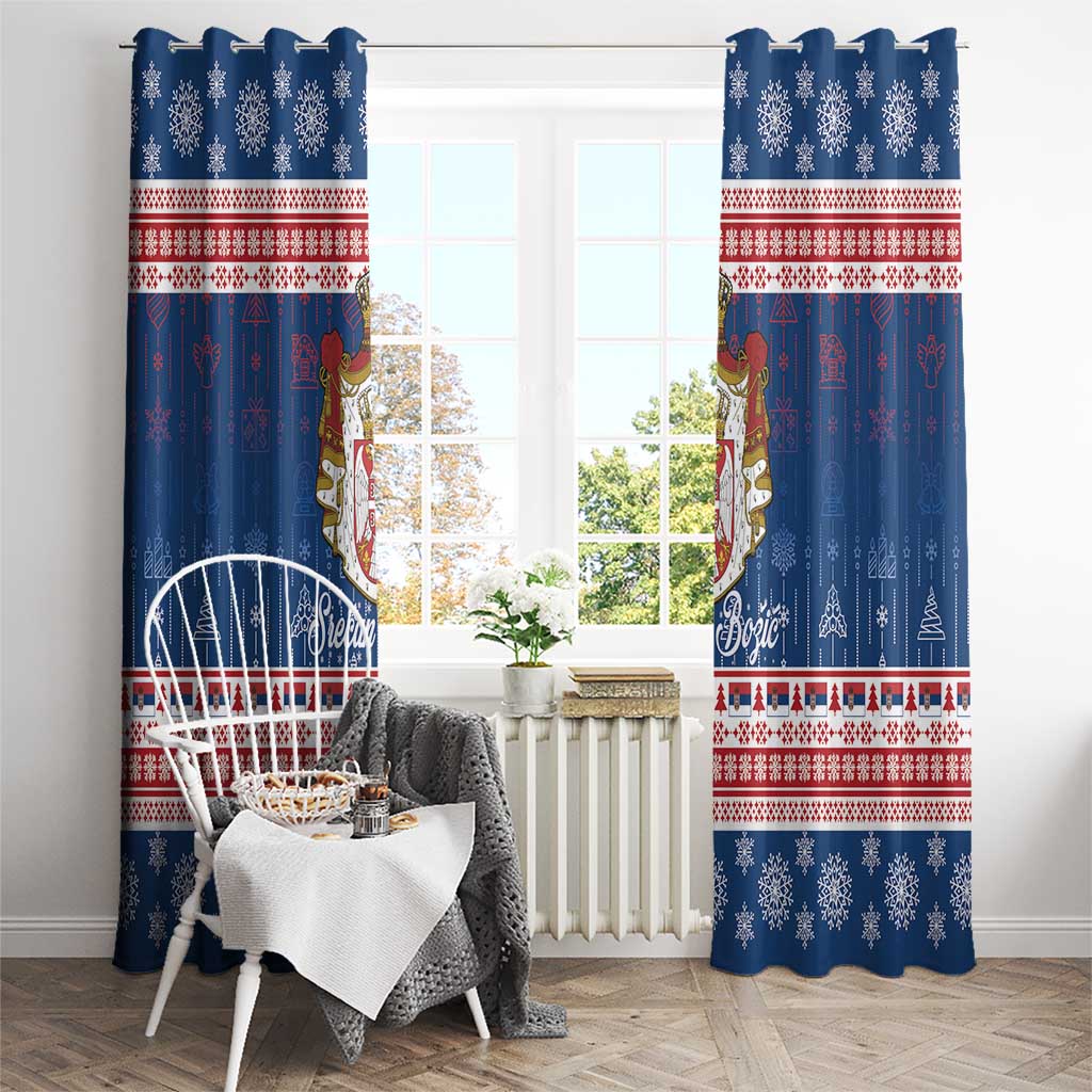 Serbia Christmas Window Curtain Coat Of Arms Srecan Bozic - Wonder Print Shop