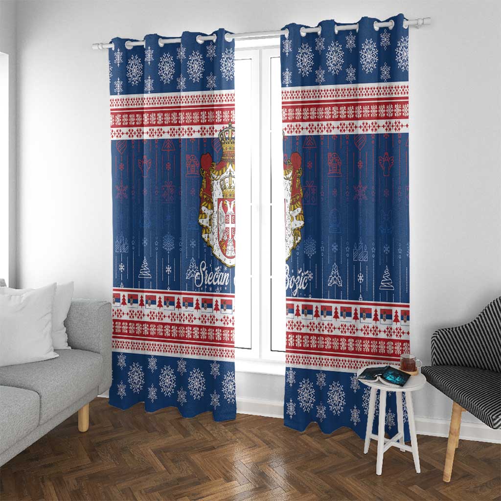 Serbia Christmas Window Curtain Coat Of Arms Srecan Bozic - Wonder Print Shop