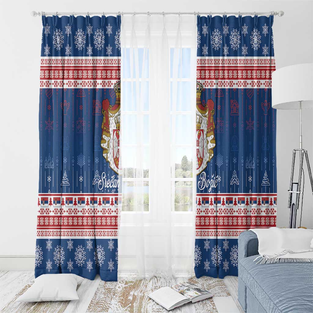 Serbia Christmas Window Curtain Coat Of Arms Srecan Bozic - Wonder Print Shop