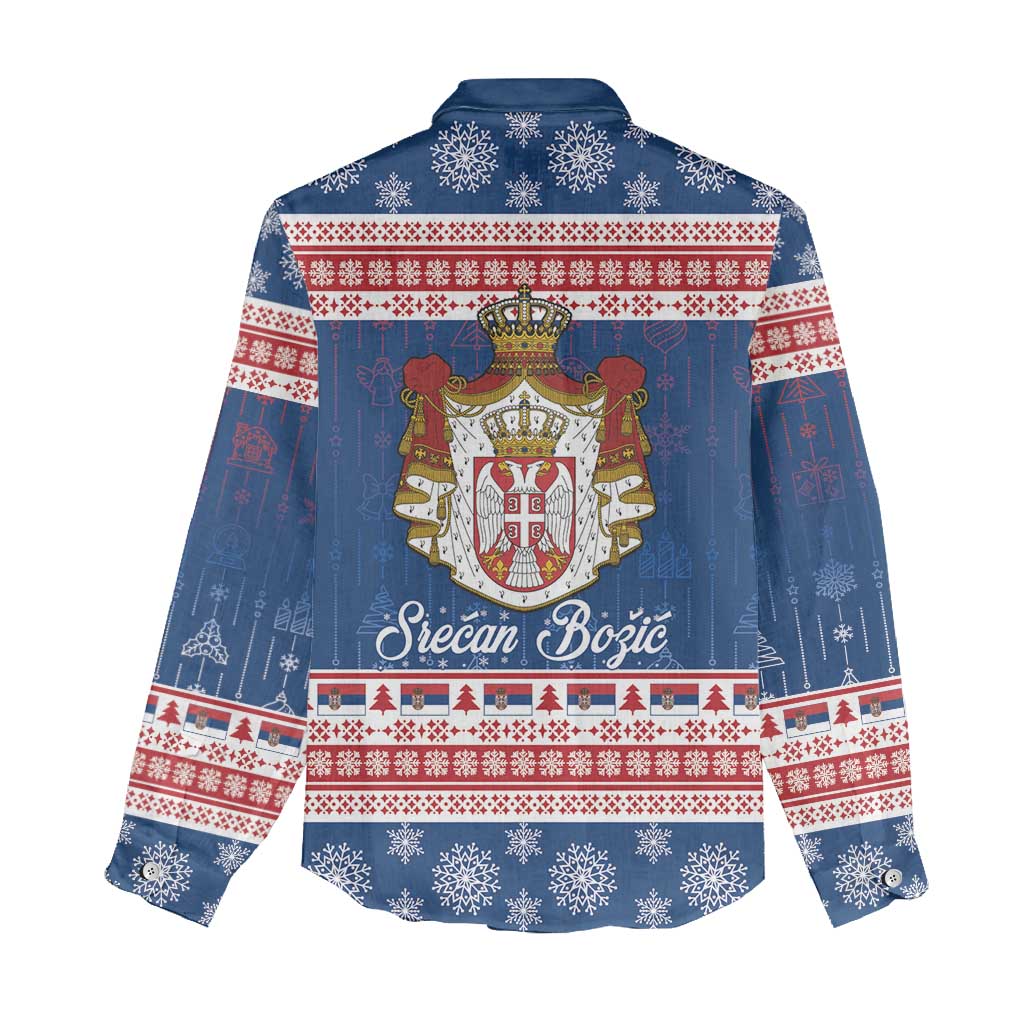 Serbia Christmas Women Casual Shirt Coat Of Arms Srecan Bozic - Wonder Print Shop