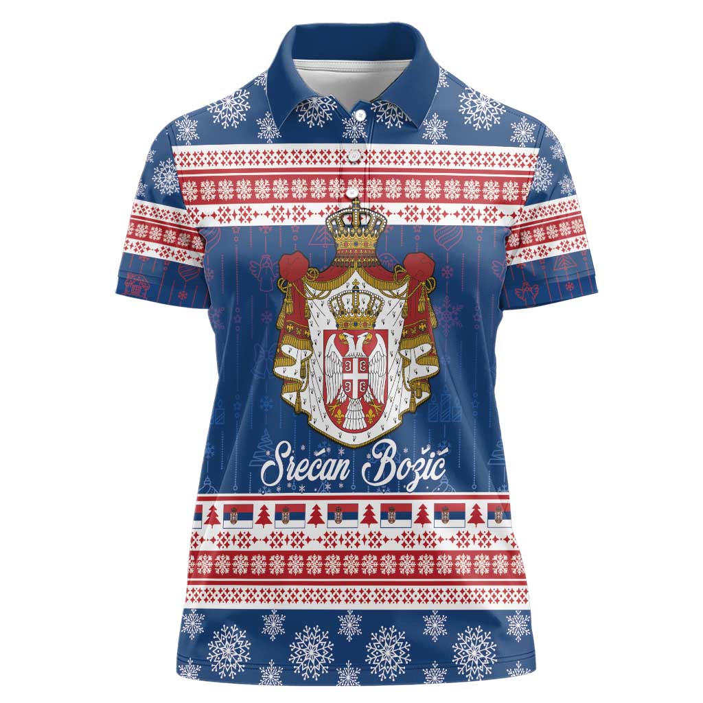 Serbia Christmas Women Polo Shirt Coat Of Arms Srecan Bozic - Wonder Print Shop