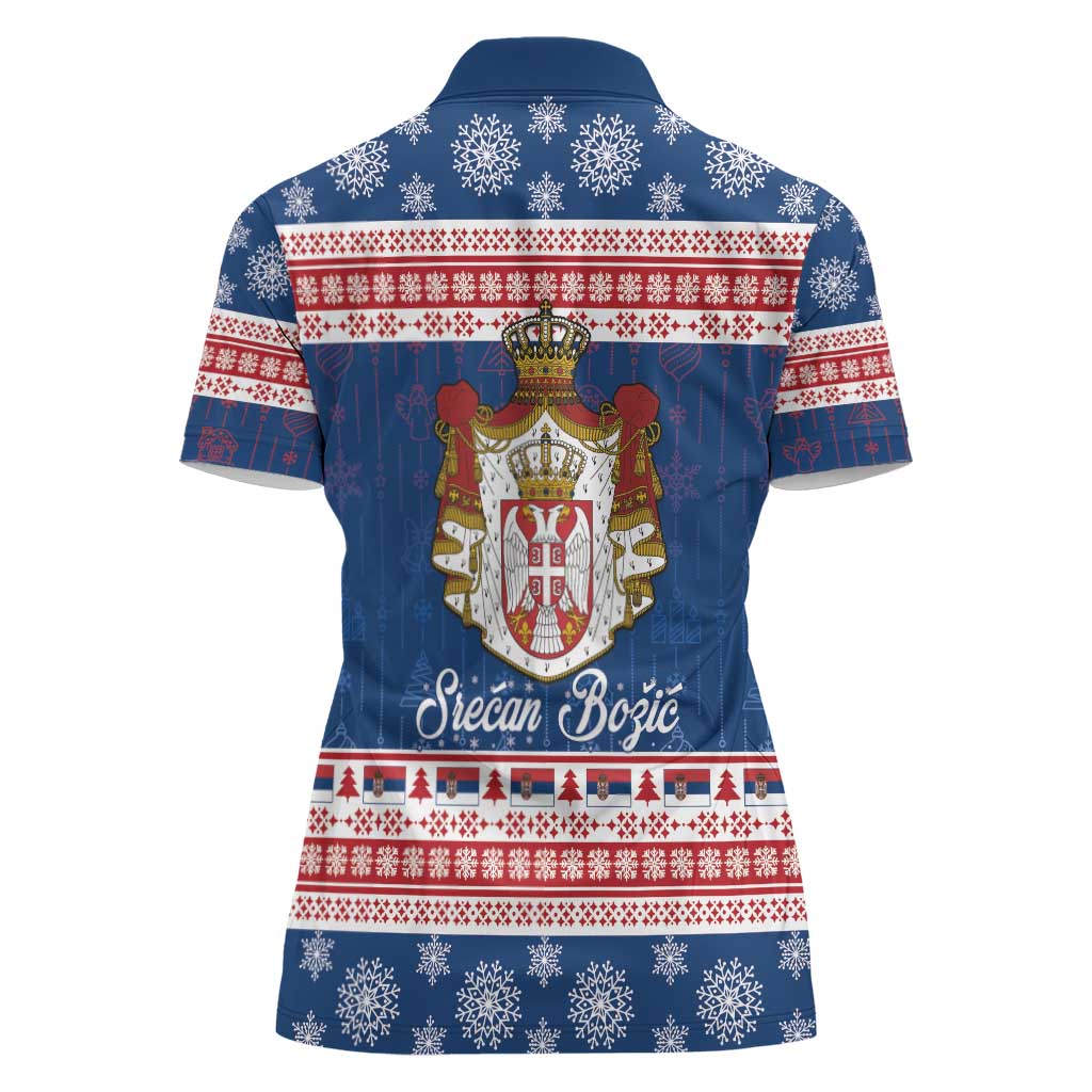 Serbia Christmas Women Polo Shirt Coat Of Arms Srecan Bozic - Wonder Print Shop