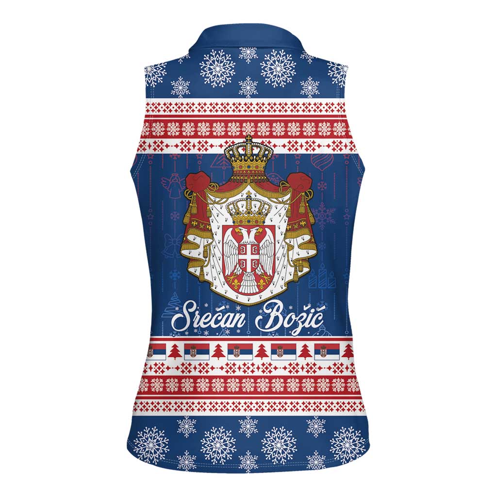 Serbia Christmas Women Sleeveless Polo Shirt Coat Of Arms Srecan Bozic - Wonder Print Shop