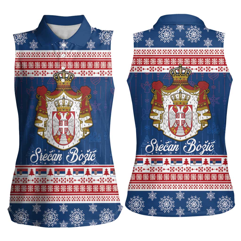 Serbia Christmas Women Sleeveless Polo Shirt Coat Of Arms Srecan Bozic - Wonder Print Shop