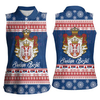 Serbia Christmas Women Sleeveless Polo Shirt Coat Of Arms Srecan Bozic - Wonder Print Shop