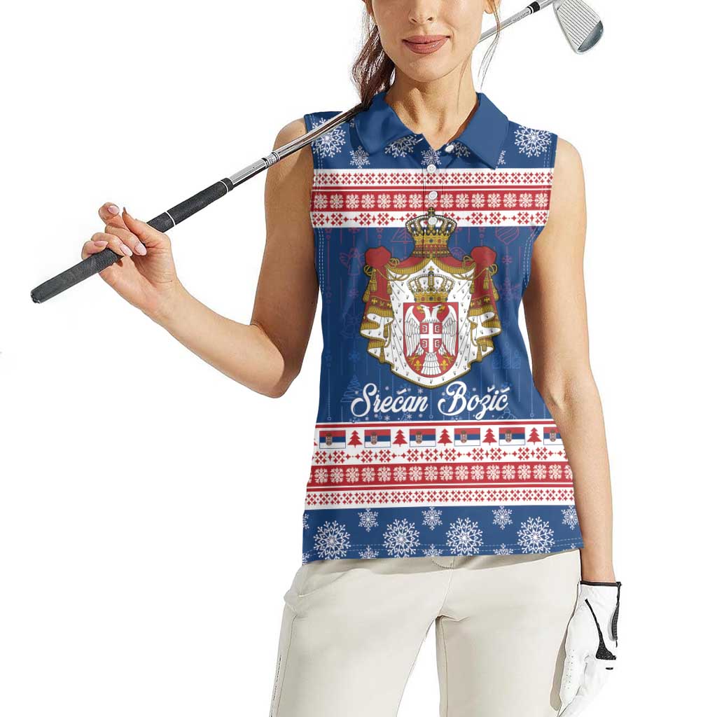 Serbia Christmas Women Sleeveless Polo Shirt Coat Of Arms Srecan Bozic - Wonder Print Shop