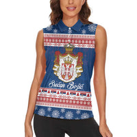 Serbia Christmas Women Sleeveless Polo Shirt Coat Of Arms Srecan Bozic - Wonder Print Shop