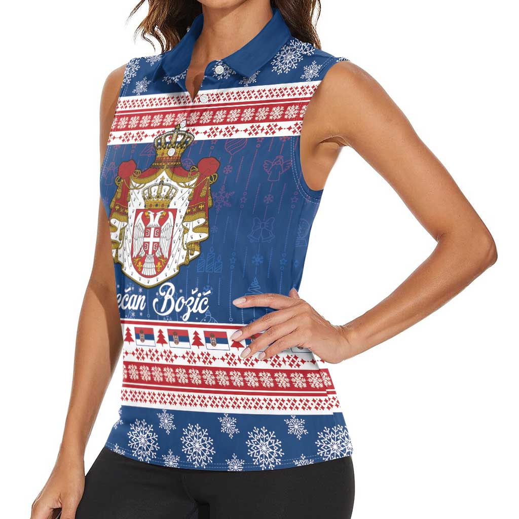 Serbia Christmas Women Sleeveless Polo Shirt Coat Of Arms Srecan Bozic - Wonder Print Shop