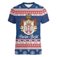 Serbia Christmas Women V-Neck T-Shirt Coat Of Arms Srecan Bozic - Wonder Print Shop